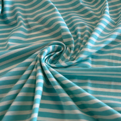 Aqua Stripe Cotton Spandex Jersey