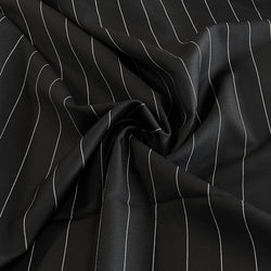 Black Pinstripe Virgin Wool Suiting