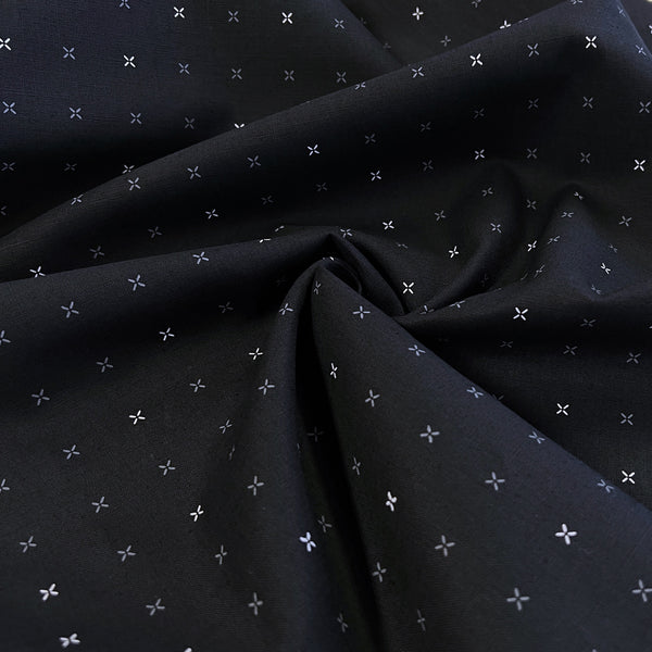 Cross Stitch Black Linen Cotton Blend