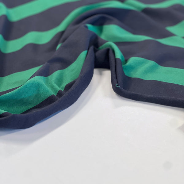 Kelly/Navy Striped Tencel Cotton Fleece