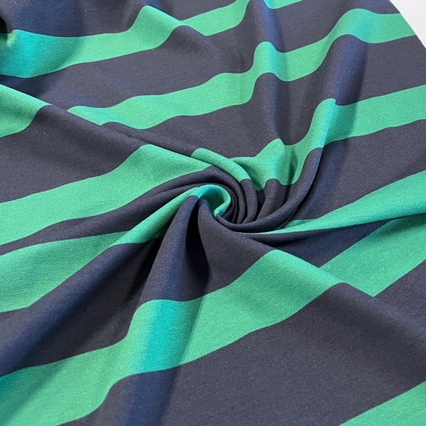 Kelly/Navy Striped Tencel Cotton Fleece