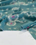 Teal Dandelion Puffs Rayon Lawn