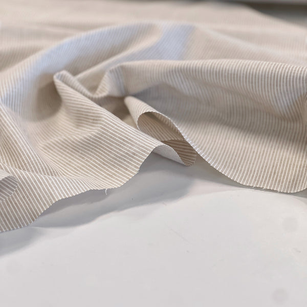 Oatmeal Pinstripe Linen Cotton Blend