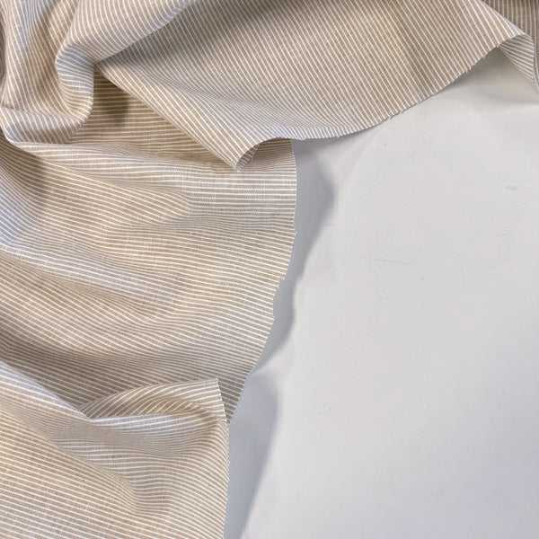 Oatmeal Pinstripe Linen Cotton Blend