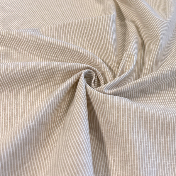 Oatmeal Pinstripe Linen Cotton Blend