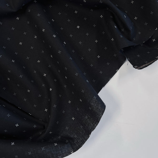 Cross Stitch Black Linen Cotton Blend