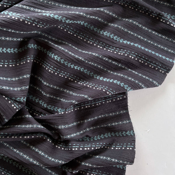 Charcoal Athena Embroidered Crinkle Gauze - Needle Sharp