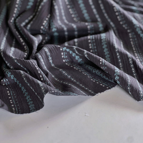 Charcoal Athena Embroidered Crinkle Gauze - Needle Sharp