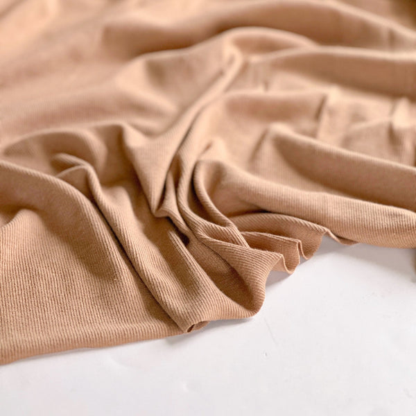 Latte Cotton Tencel Rib Knit - Needle Sharp