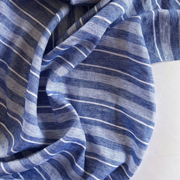 Blue on Blue Linen Cotton Stripe - Needle Sharp