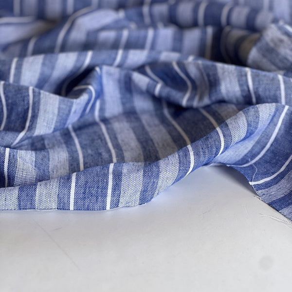 Blue on Blue Linen Cotton Stripe - Needle Sharp