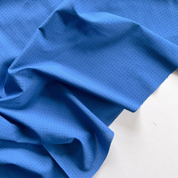 Bright Blue Pin Dot Rayon Lawn - Needle Sharp