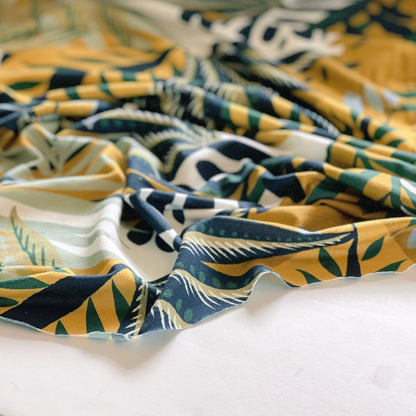 Cactus Green Palm Print Ecovero Jersey - Needle Sharp