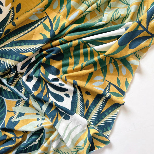 Cactus Green Palm Print Ecovero Jersey - Needle Sharp