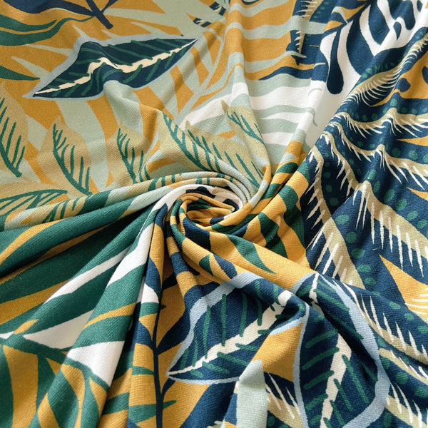 Cactus Green Palm Print Ecovero Jersey - Needle Sharp
