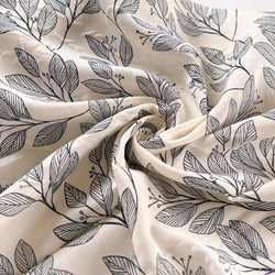 Ivory Laurel Leaf Rayon Challis - Needle Sharp