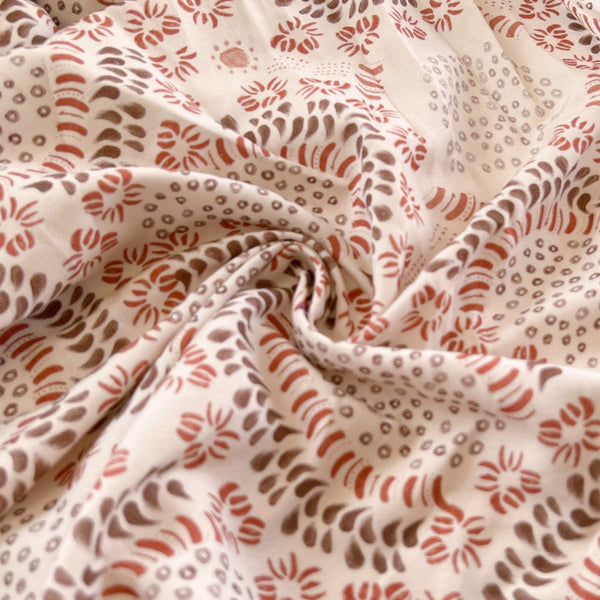 Ivory Painted Tile Printed Viscose Linen Cotton - Needle Sharp