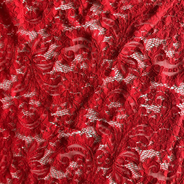Red Floral Cotton/Nylon Lace - Needle Sharp