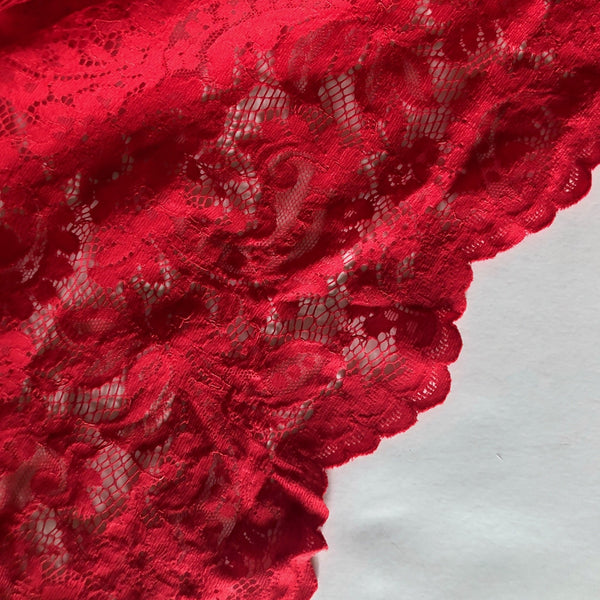 Red Floral Cotton/Nylon Lace - Needle Sharp