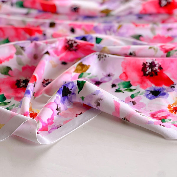 Romantic Flowers Pink Floral Spandex - Needle Sharp