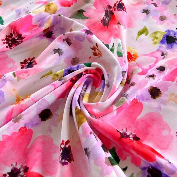 Romantic Flowers Pink Floral Spandex - Needle Sharp