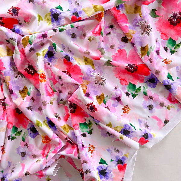 Romantic Flowers Pink Floral Spandex - Needle Sharp
