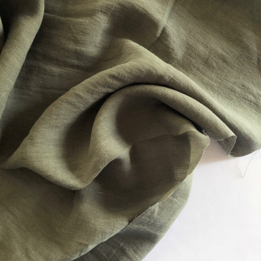 solid light sage green linen Fabric