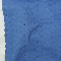 Remnant - French Blue Embroidered Cotton Voile - 3.01  yd