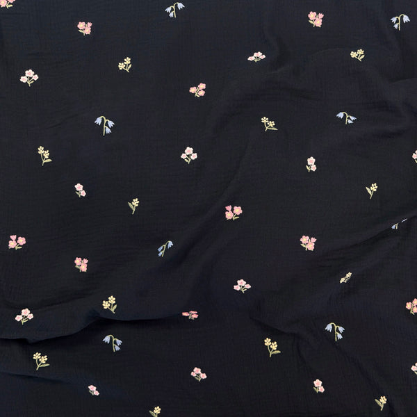 Remnant - Cottage Bloom Embroidered Cotton Gauze - 2.06 yd
