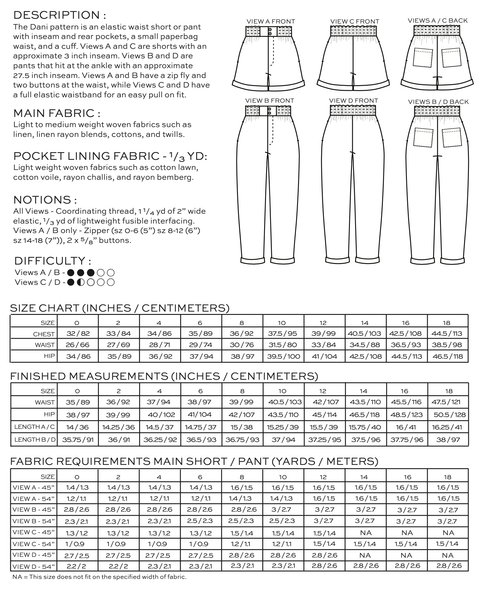 Dani Shorts Sewing Pattern by True Bias