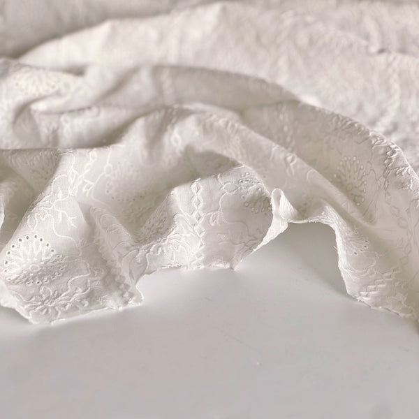 White Embroidered Cotton Voile