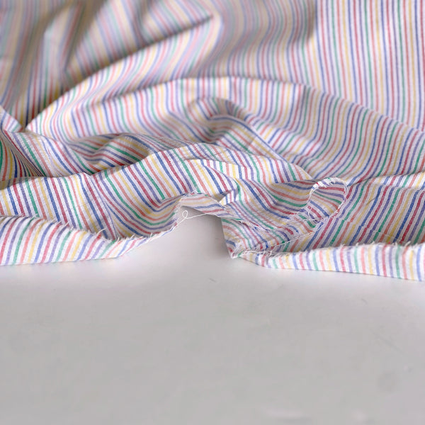 Rainbow Stripe Stretch Cotton Shirting