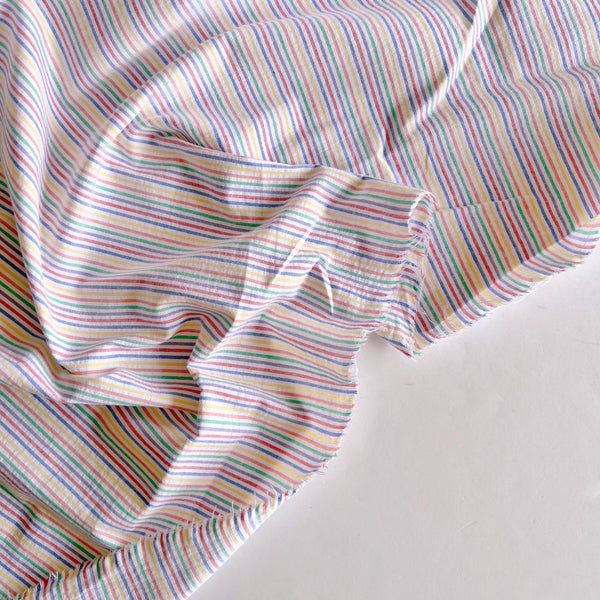 Rainbow Stripe Stretch Cotton Shirting