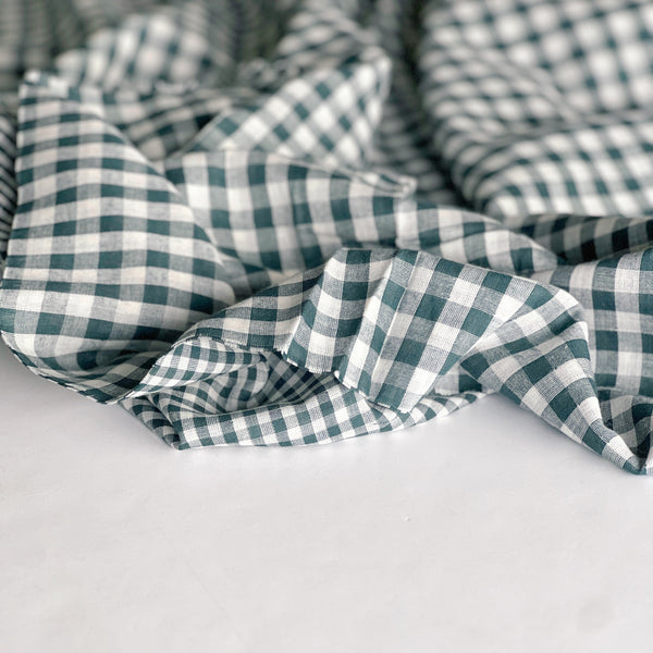 Forest Green Gingham Double Gauze