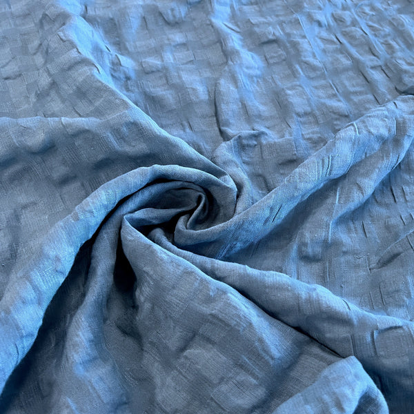 Denim Blue Pyper Checked Linen Jacquard