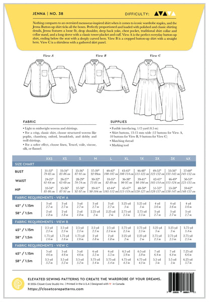 Jenna Shirt Sewing Pattern from Closet Core Patterns