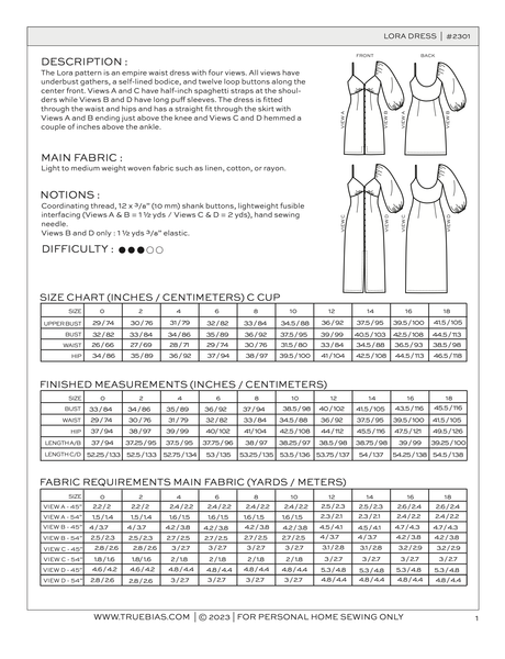 Lora Dress Sewing Pattern by True Bias