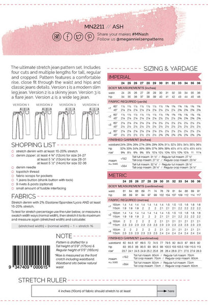 Ash Jeans Sewing Pattern by Megan Nielsen