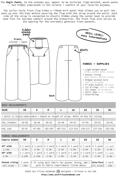 Magic Pants Sewing Pattern from Ann Tilley