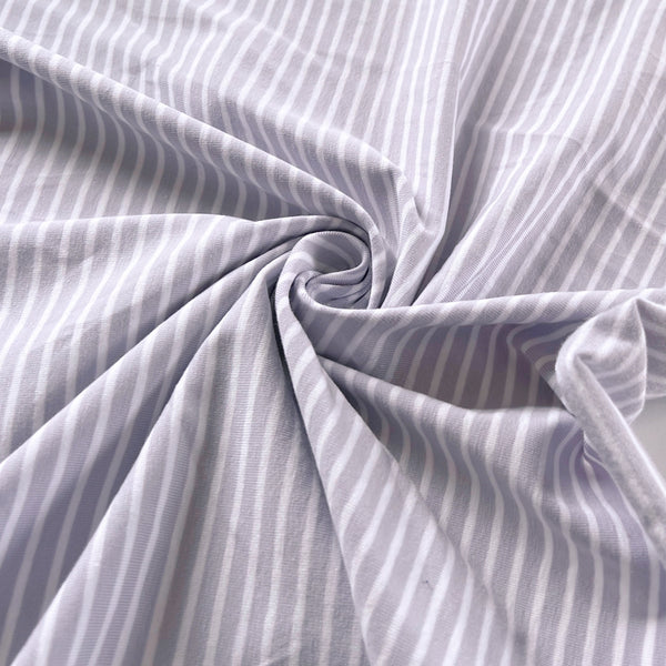 Remnant - Coastal Fog Harbor Stripe Cotton Jersey - 0.38  yd