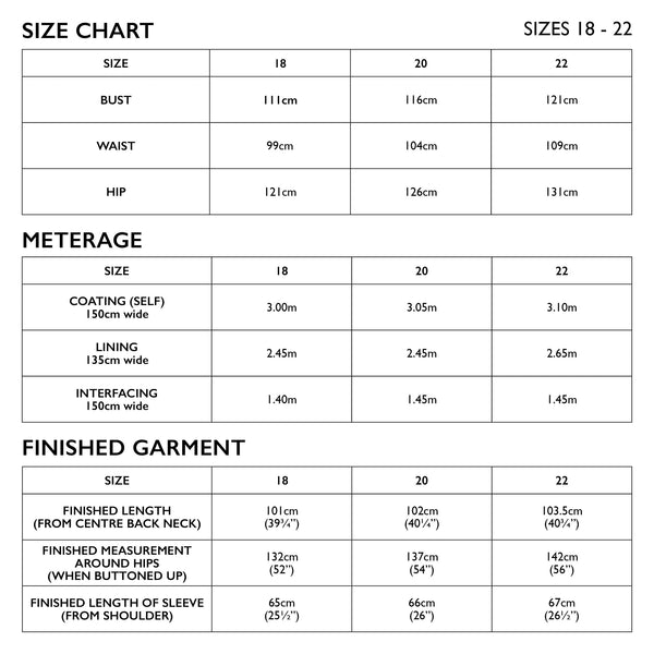 Oslo Coat Sizes 12-16 Sewing Pattern by Tessuti Fabrics
