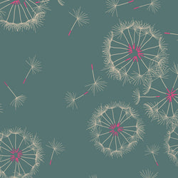 Remnant - Teal Dandelion Puffs Rayon Lawn - 1.92  yd