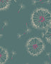Remnant - Teal Dandelion Puffs Rayon Lawn - 1.92  yd