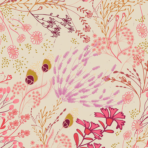 Remnant - Cream Meadow Rayon Challis - 1.95  yd