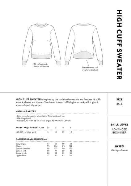 High Cuff Sweater Sewing Pattern from The Assembly Line