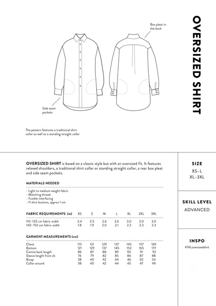 Oversized Shirt Sewing Pattern from The Assembly Line