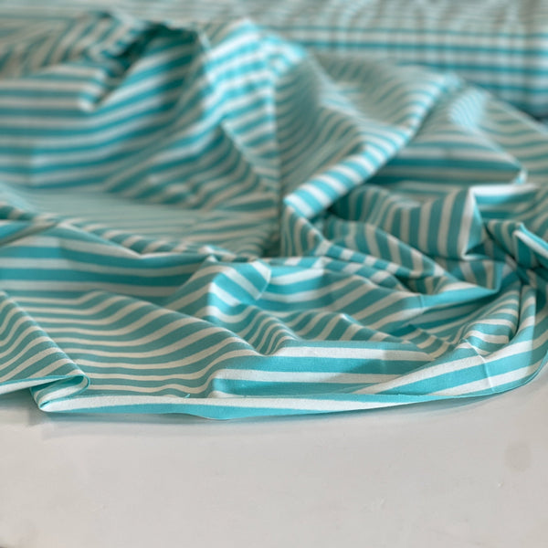 Aqua Stripe Cotton Spandex Jersey - Needle Sharp