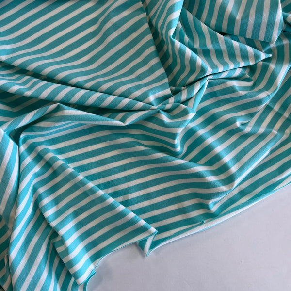 Aqua Stripe Cotton Spandex Jersey - Needle Sharp