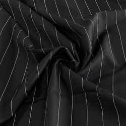 Black Pinstripe Virgin Wool Suiting - Needle Sharp