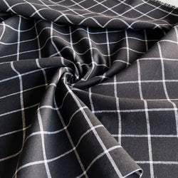 Remnant - Black Windowpane Essex Linen - 0.65  yd